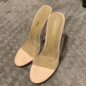 Fashion Nova clear wedge heels